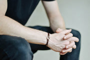 Believe wrapped bracelet for men, bronze charm brown cord - shani-adi-jewerly
