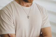 Silver triangle necklace for men, stainless steel chain necklace - shani-adi-jewerly