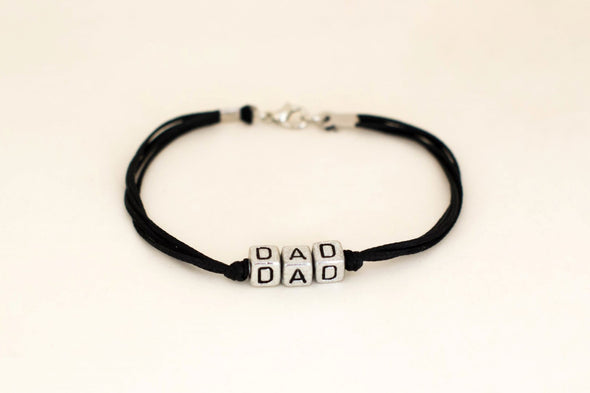 Dad bracelet, black cord, fathers day gift - shani-adi-jewerly
