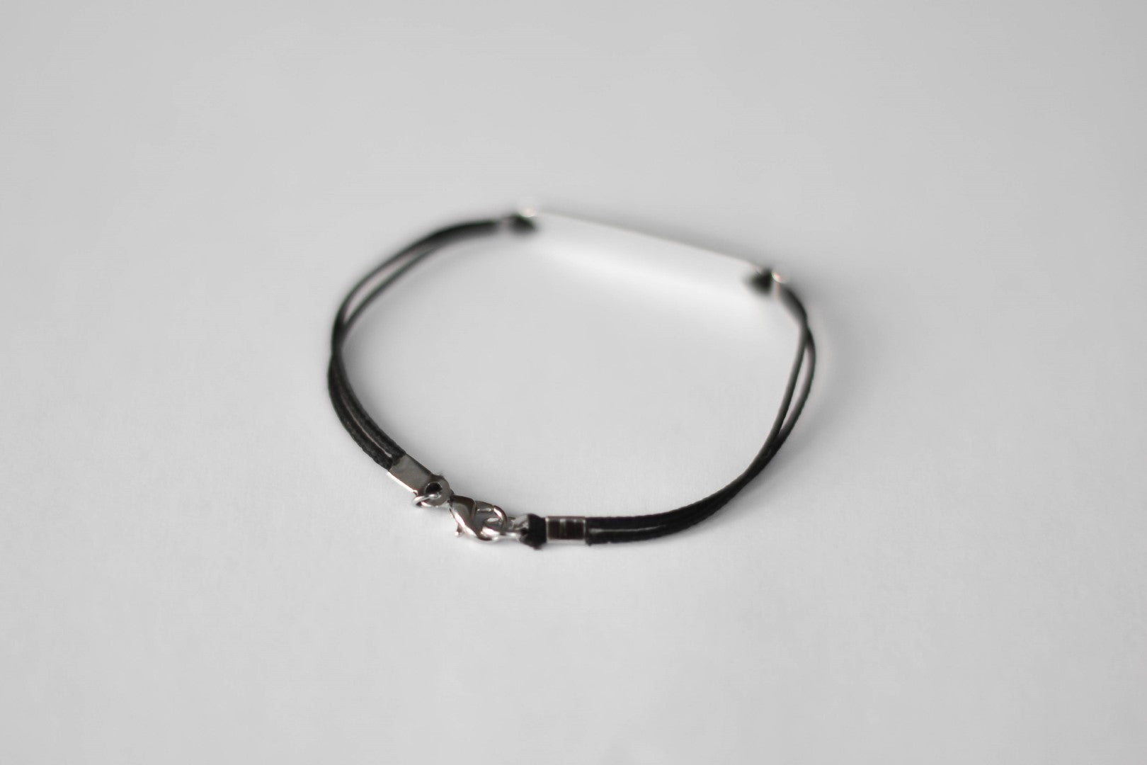 Silver Namaste charm bracelet for men, black cord, gift for him - shani-adi-jewerly