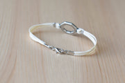 Bracelet for men, silver hexagon charm bracelet for him, beige cord, fathers day gift for him - shani-adi-jewerly