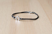 Silver Horseshoe bracelet for men, black cords - shani-adi-jewerly