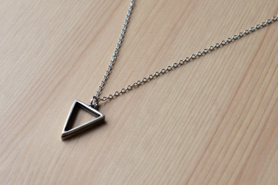 Silver triangle necklace for men, stainless steel chain necklace - shani-adi-jewerly