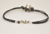 Silver Horseshoe bead bracelet for men, gray cords - shani-adi-jewerly