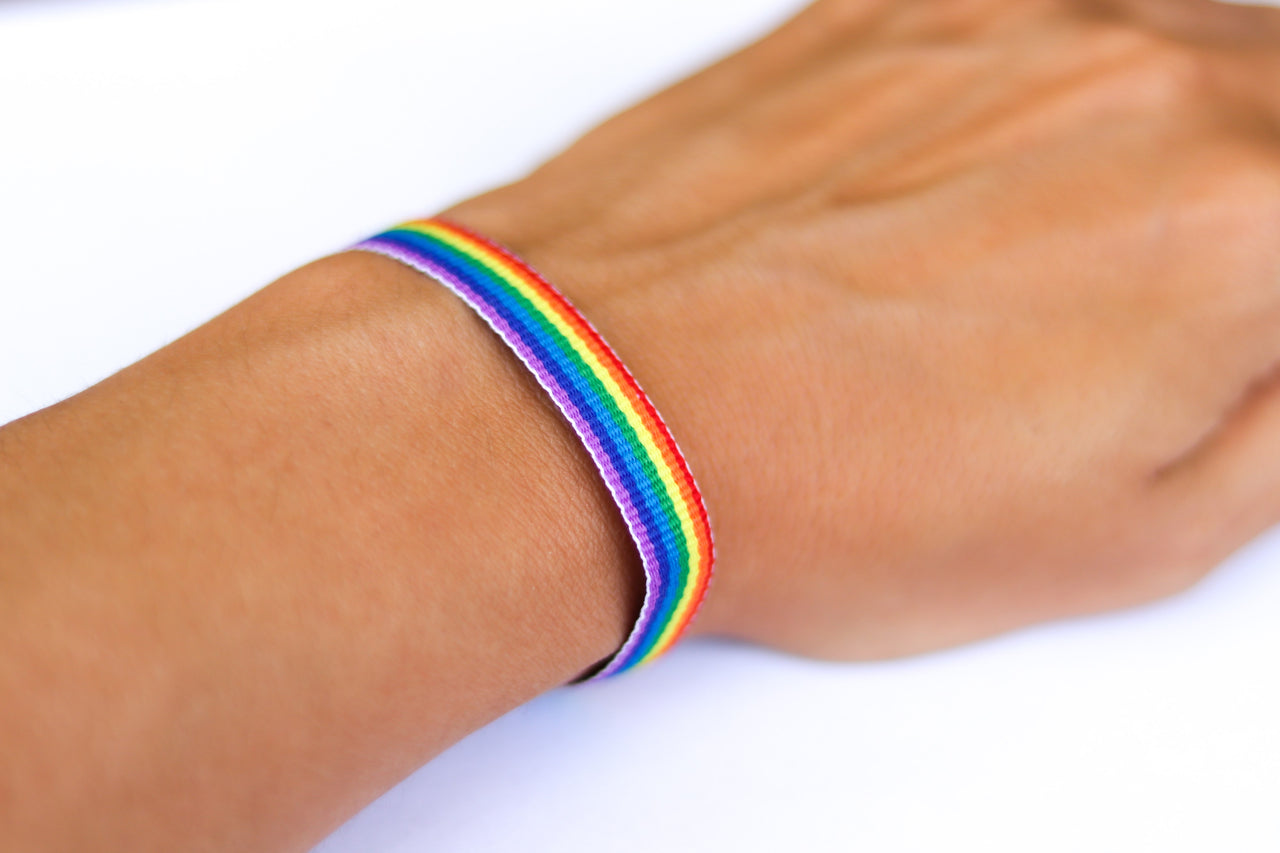 Women's Pride bracelet, rainbow flag strap bracelet, LGBTQ gift - shani-adi-jewerly