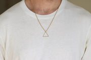 Gold triangle necklace for men, stainless steel chain necklace - shani-adi-jewerly