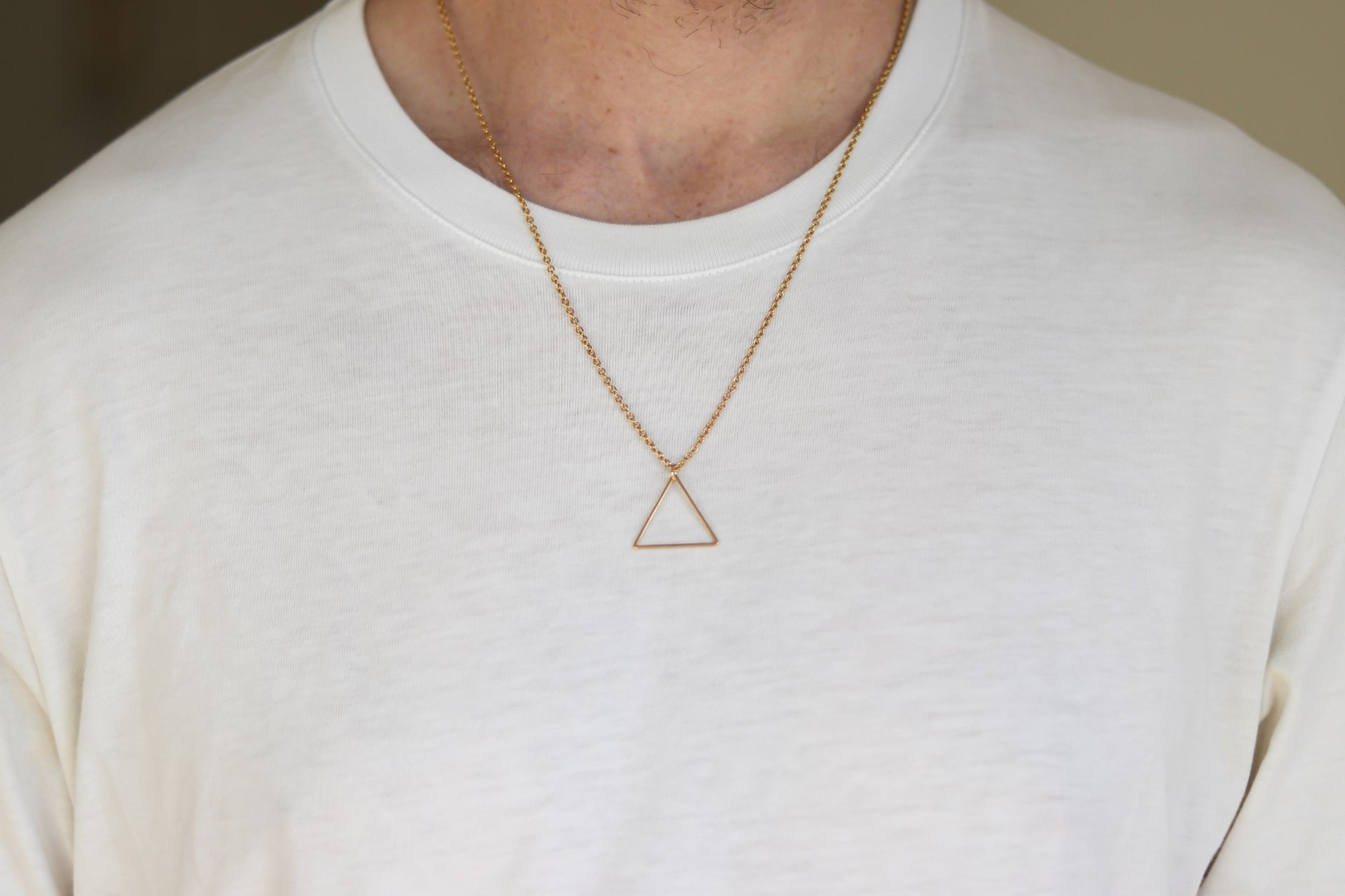 Gold triangle necklace for men, stainless steel chain necklace - shani-adi-jewerly