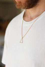 Gold triangle necklace for men, stainless steel chain necklace - shani-adi-jewerly