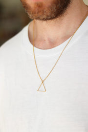 Gold triangle necklace for men, stainless steel chain necklace - shani-adi-jewerly