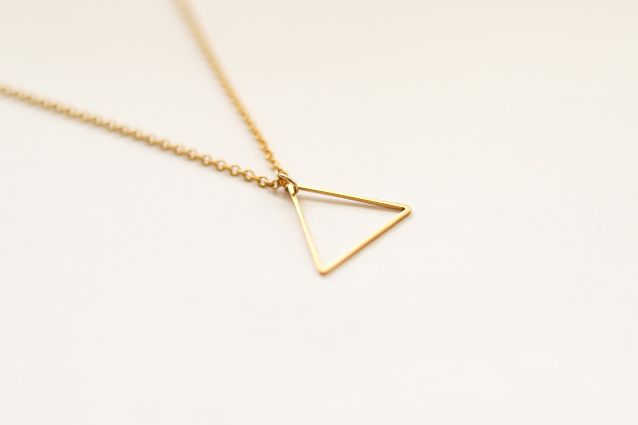 Gold triangle necklace for men, stainless steel chain necklace - shani-adi-jewerly