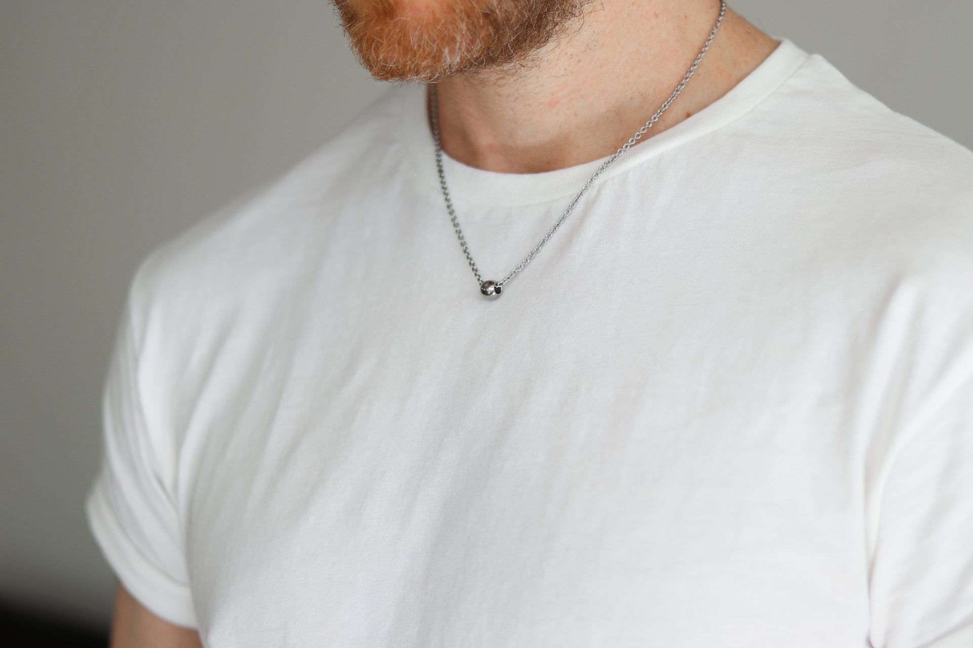 Silver bead chain necklace for men - shani-adi-jewerly