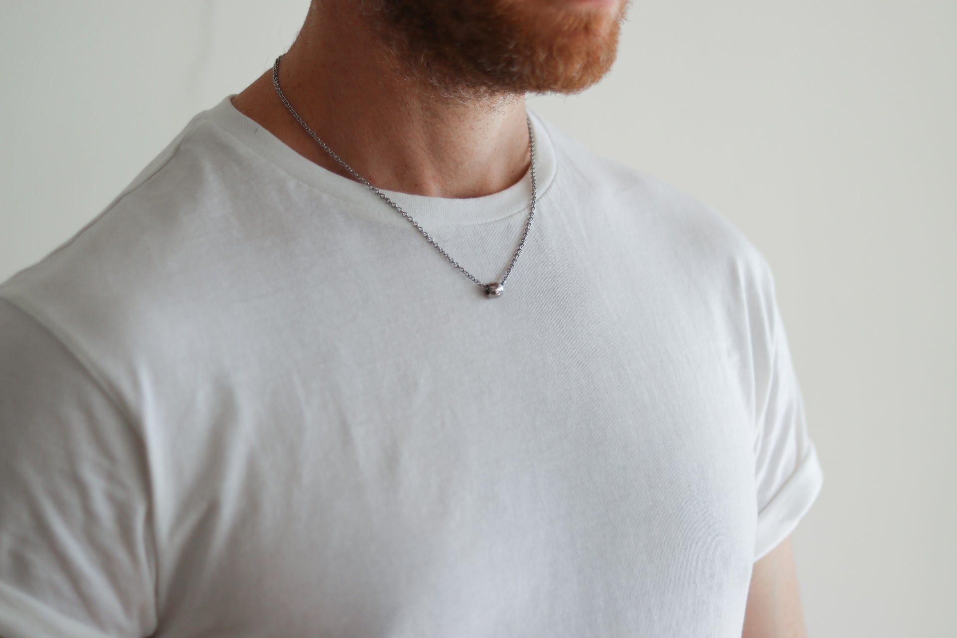 Silver bead chain necklace for men - shani-adi-jewerly