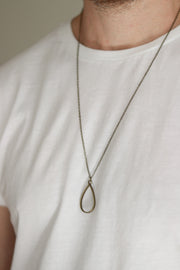 Bronze tear shape necklace for men, chain necklace - shani-adi-jewerly