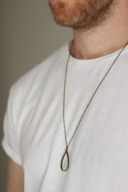 Bronze tear shape necklace for men, chain necklace - shani-adi-jewerly
