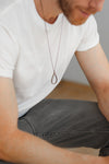 Bronze tear shape necklace for men, chain necklace - shani-adi-jewerly