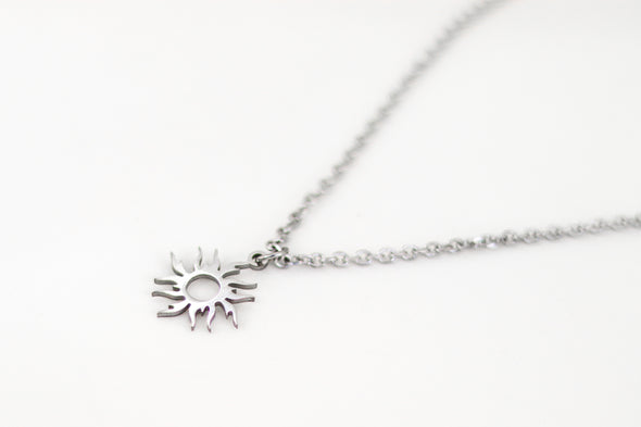 Silver sun necklace for women, stainless steel chain necklace, valentines day gift