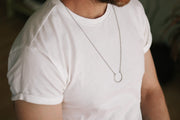 silver karma half circle chain necklace for men - Shani and Adi Jewelry