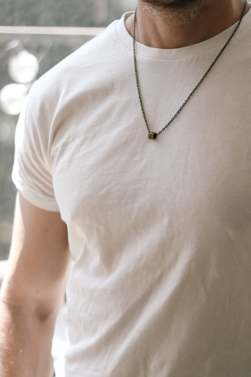 bronze initial chain necklace for men - Shani and Adi Jewelry