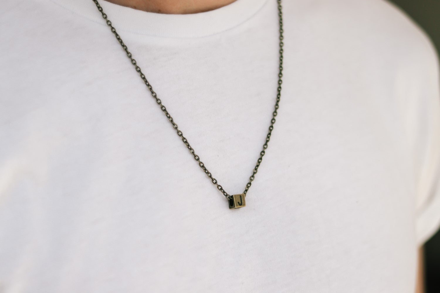 bronze initial chain necklace for men - Shani and Adi Jewelry