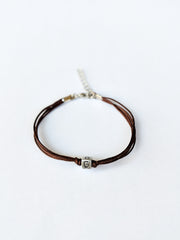 Personalised initial charm bracelet for women, brown cord - shani-adi-jewerly