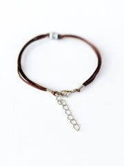 Personalised initial charm bracelet for women, brown cord - shani-adi-jewerly
