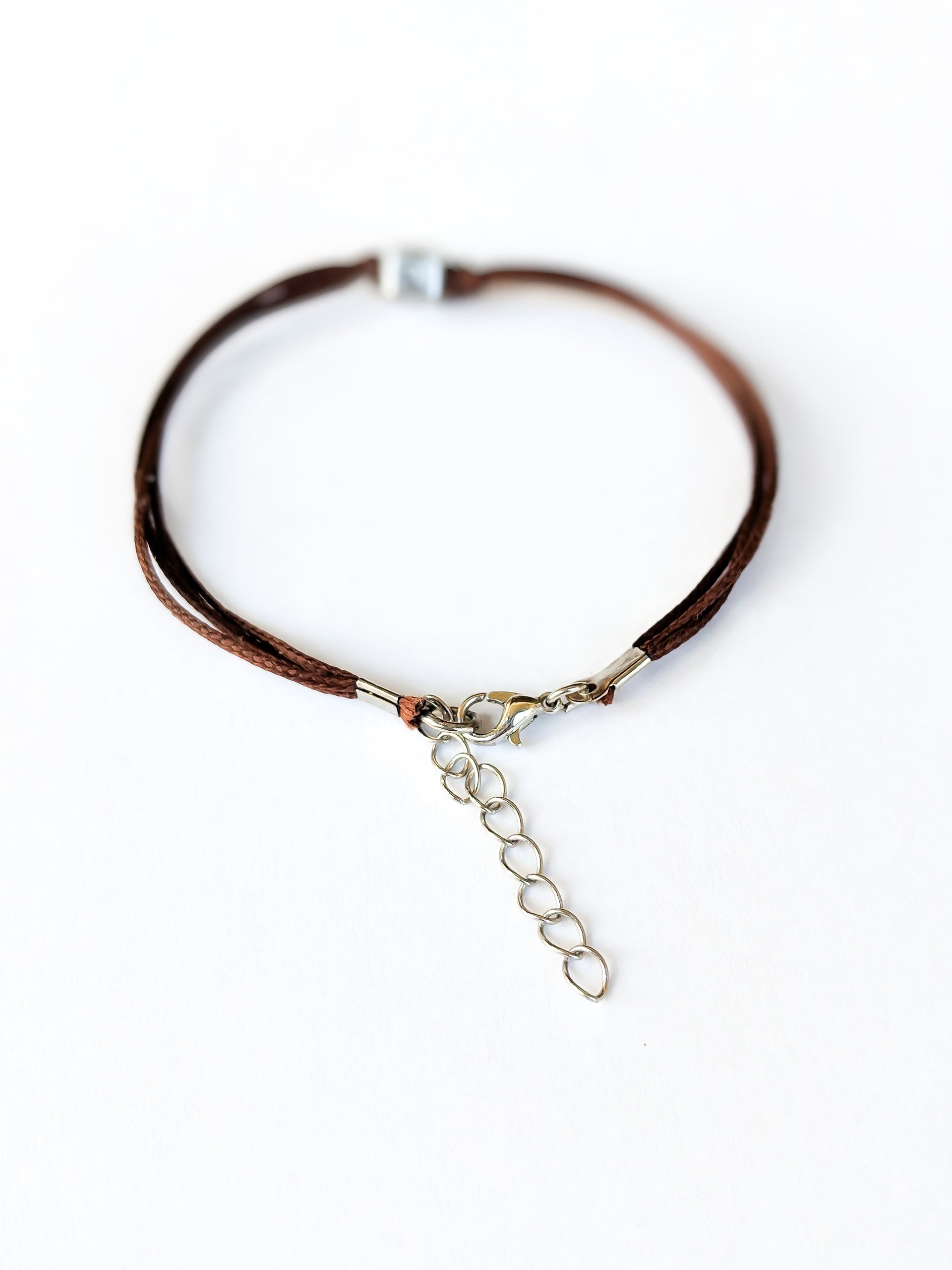 Personalised initial charm bracelet for women, brown cord - shani-adi-jewerly