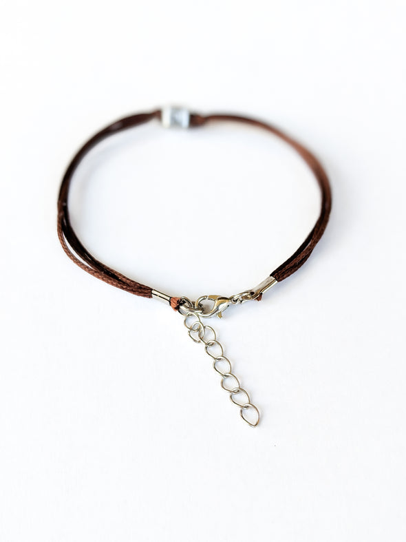 Personalised initial charm bracelet for women, brown cord - shani-adi-jewerly