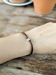Personalised initial charm bracelet for women, brown cord - shani-adi-jewerly