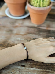 Personalised initial charm bracelet for women, brown cord - shani-adi-jewerly