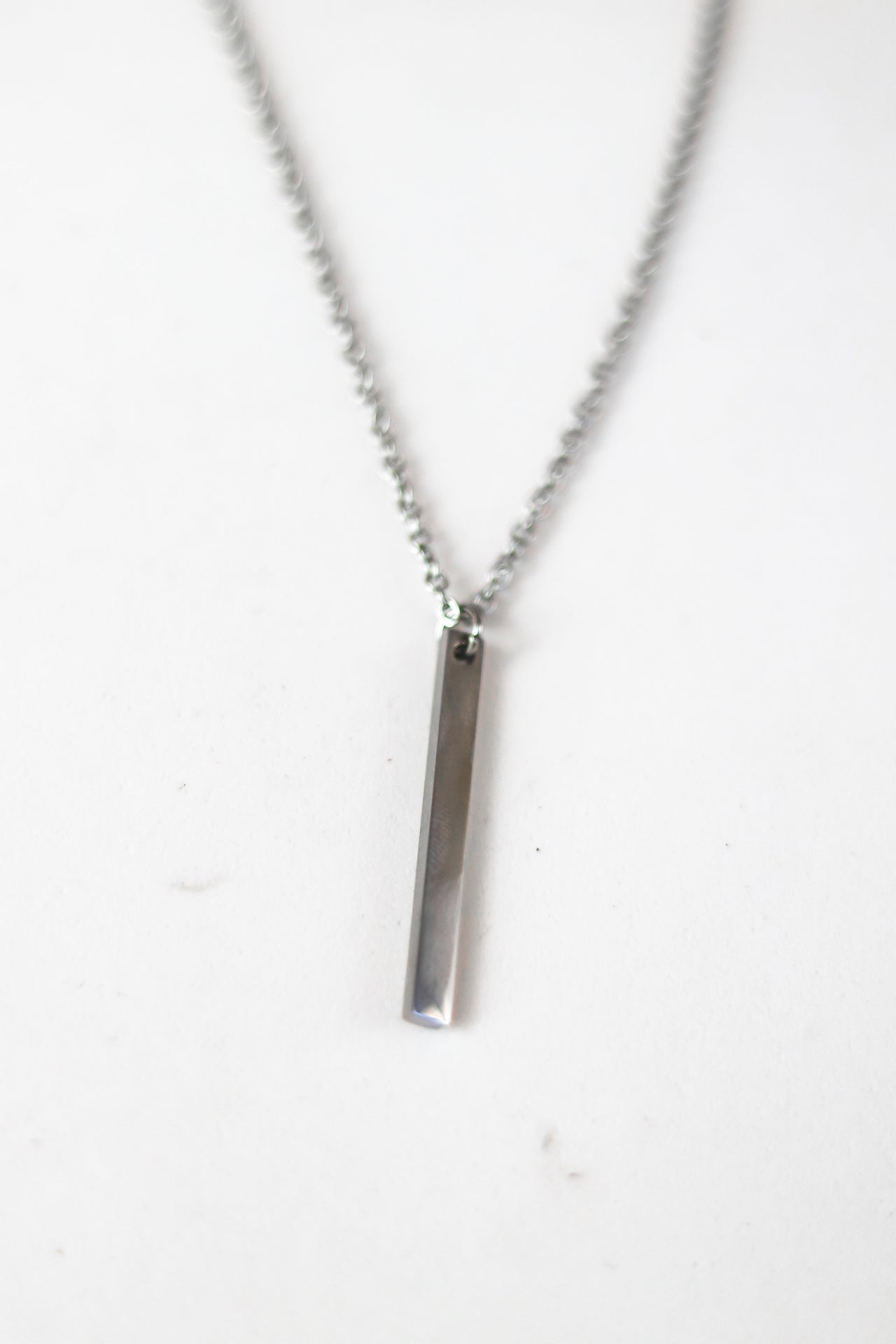 Silver bar necklace for men chain necklace waterproof gift for him