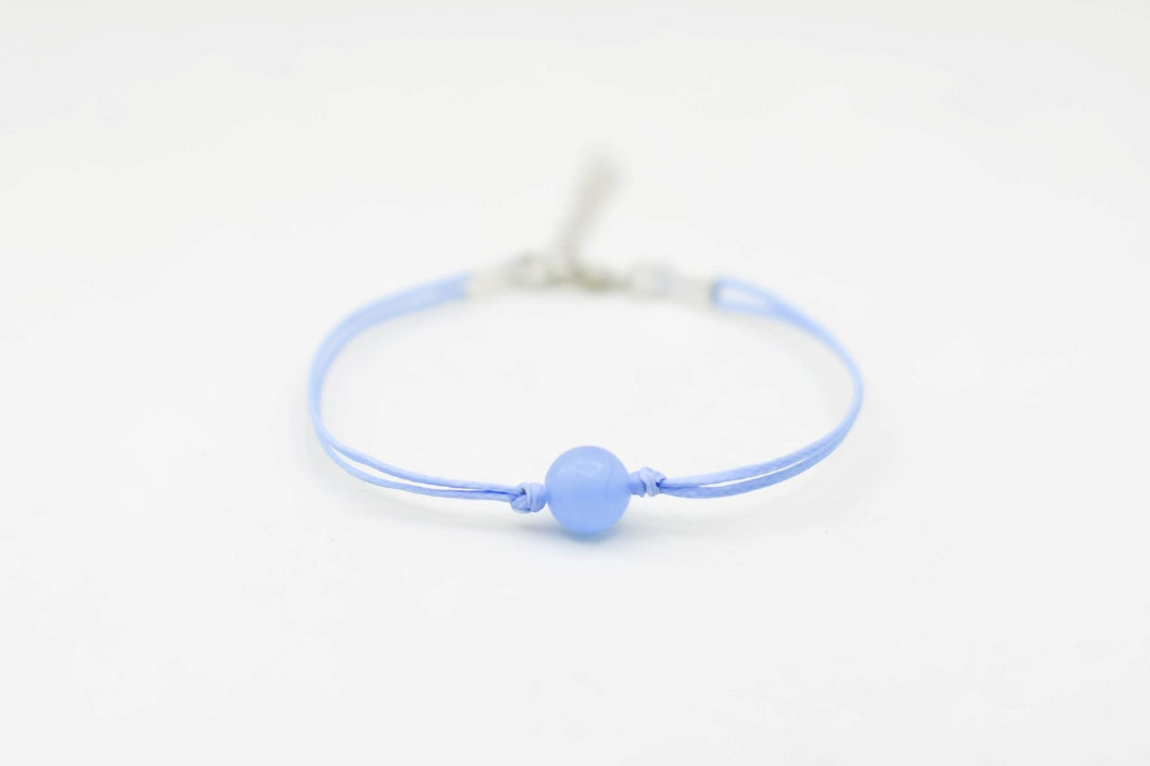 Aquamarine bracelet for women, March birthstone, blue cord, adjustable - shani-adi-jewerly