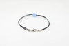 Aquamarine bracelet for men, blue March birthstone, black cord - shani-adi-jewerly