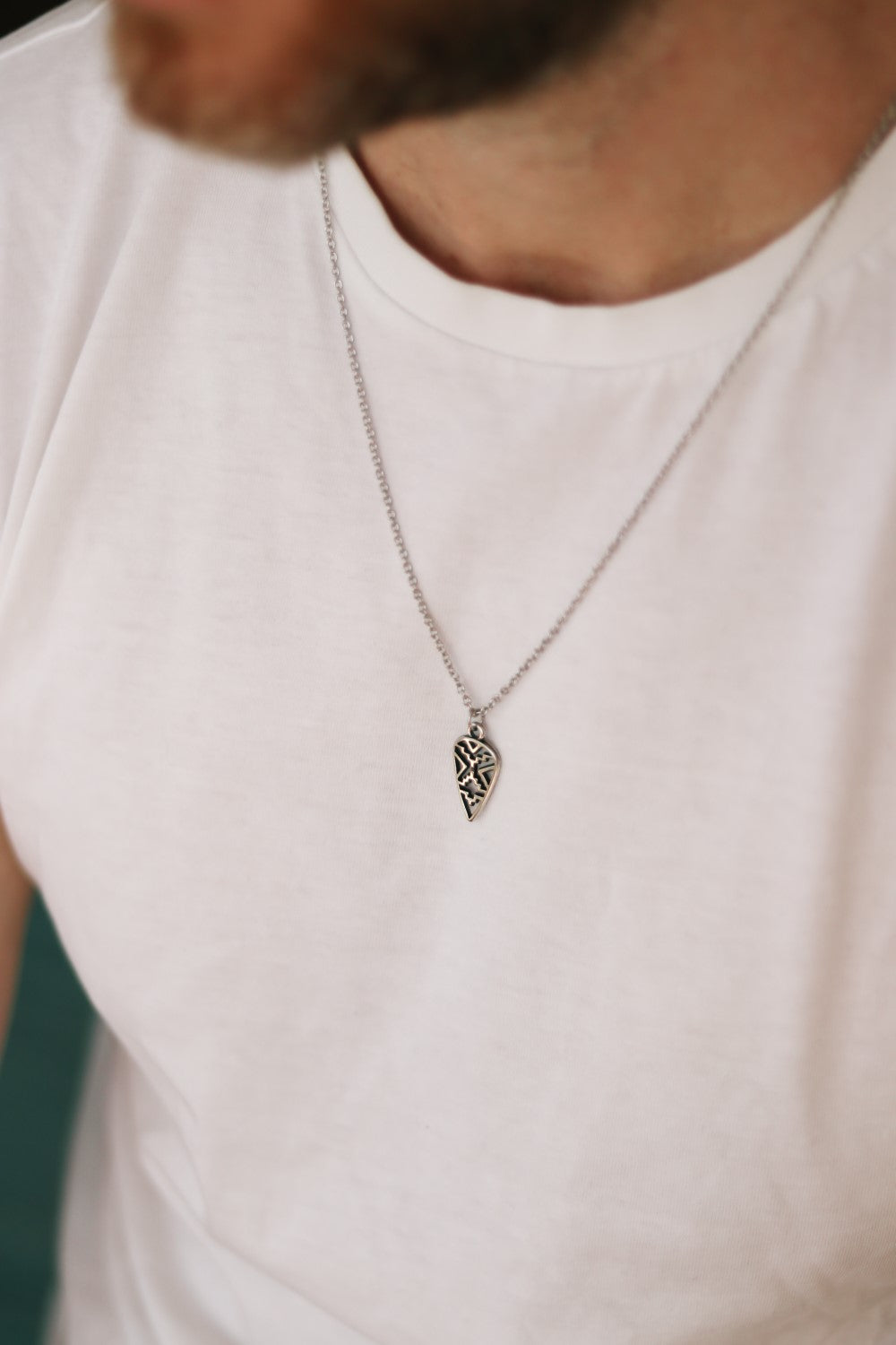 silver spear chain necklace for men - Shani and Adi Jewelry