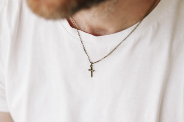 bronze cross chain necklace for men - shani and adi jewelry