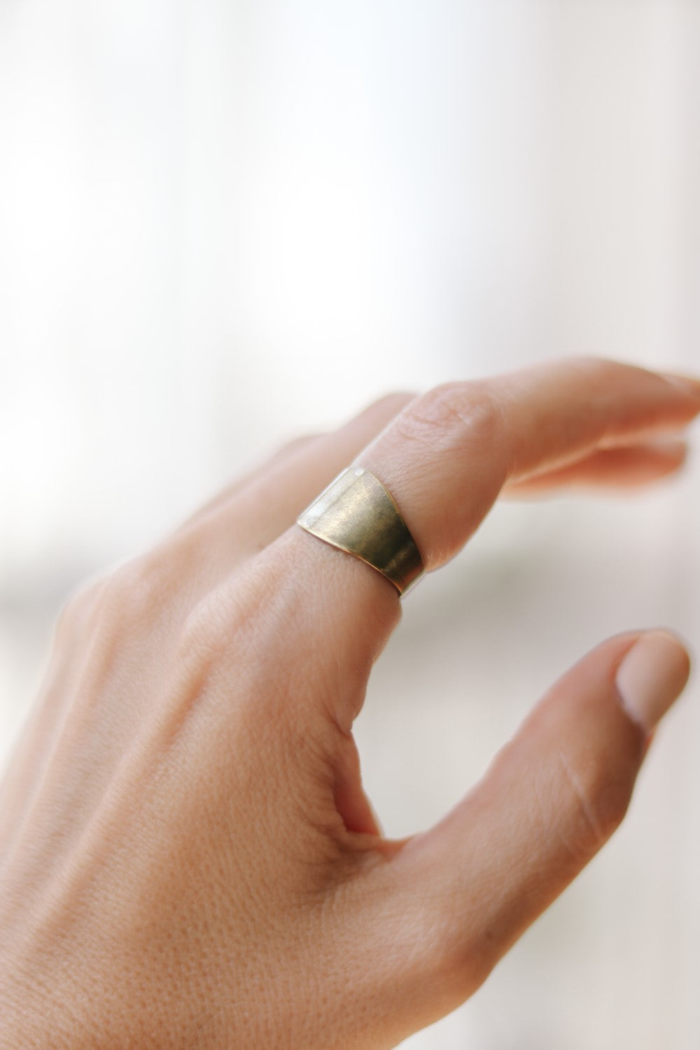 bronze flat ring for women - shani and Adi Jewelry