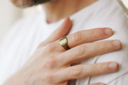 bronze flat ring for men - shani and Adi Jewelry