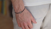 silver Sun bracelet for men black string