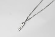 Silver feather necklace for men, stainless steel chain necklace, waterproof - shani-adi-jewerly