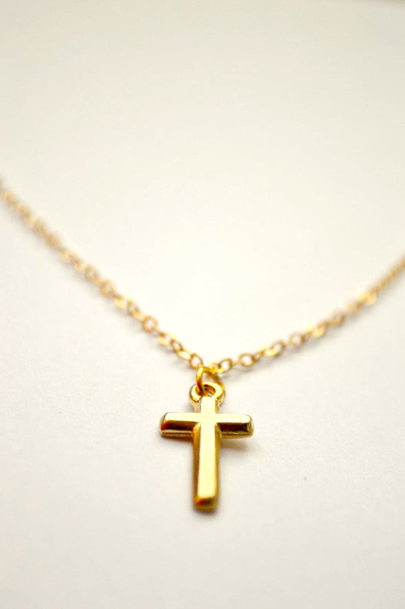 Cross necklace for women gold chain, Christian catholic jewelry