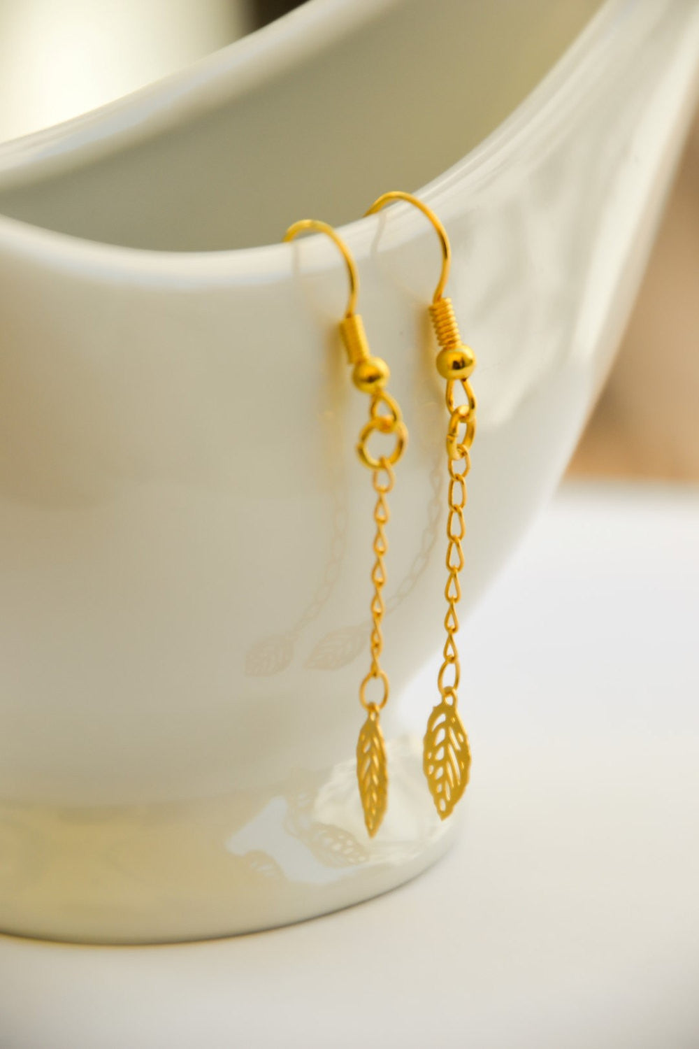 24k gold plated leaves earrings - shani-adi-jewerly