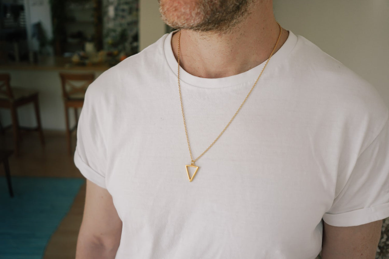 gold triangle chain necklace for men - shani and Adi Jewelry