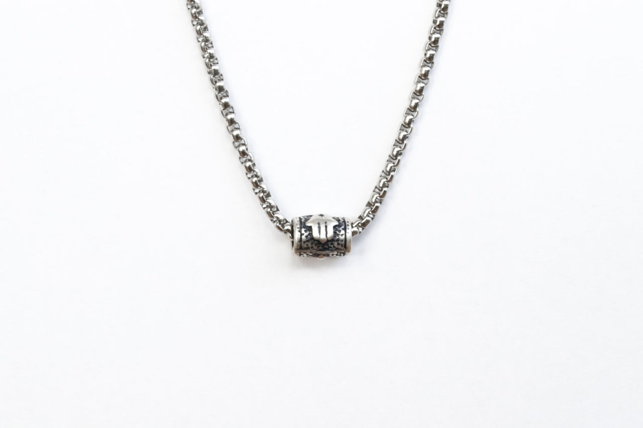 Hamsa necklace for men, men's chain necklace with a silver bead with Hamsa and Fish