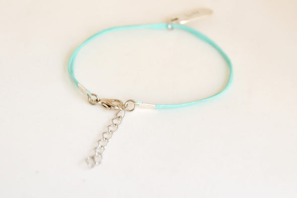 Silver BFF charm bracelet, turquoise cord, teal friendship bracelet - shani-adi-jewerly