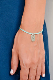 Silver BFF charm bracelet, turquoise cord, teal friendship bracelet - shani-adi-jewerly