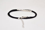 Wrap silver beads bracelet, black cord - shani-adi-jewerly
