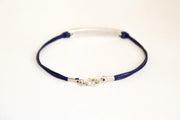 Shema Israel bracelet for men silver Hebrew charm blue string bracelet jewish gift for him men's bracelet handmade