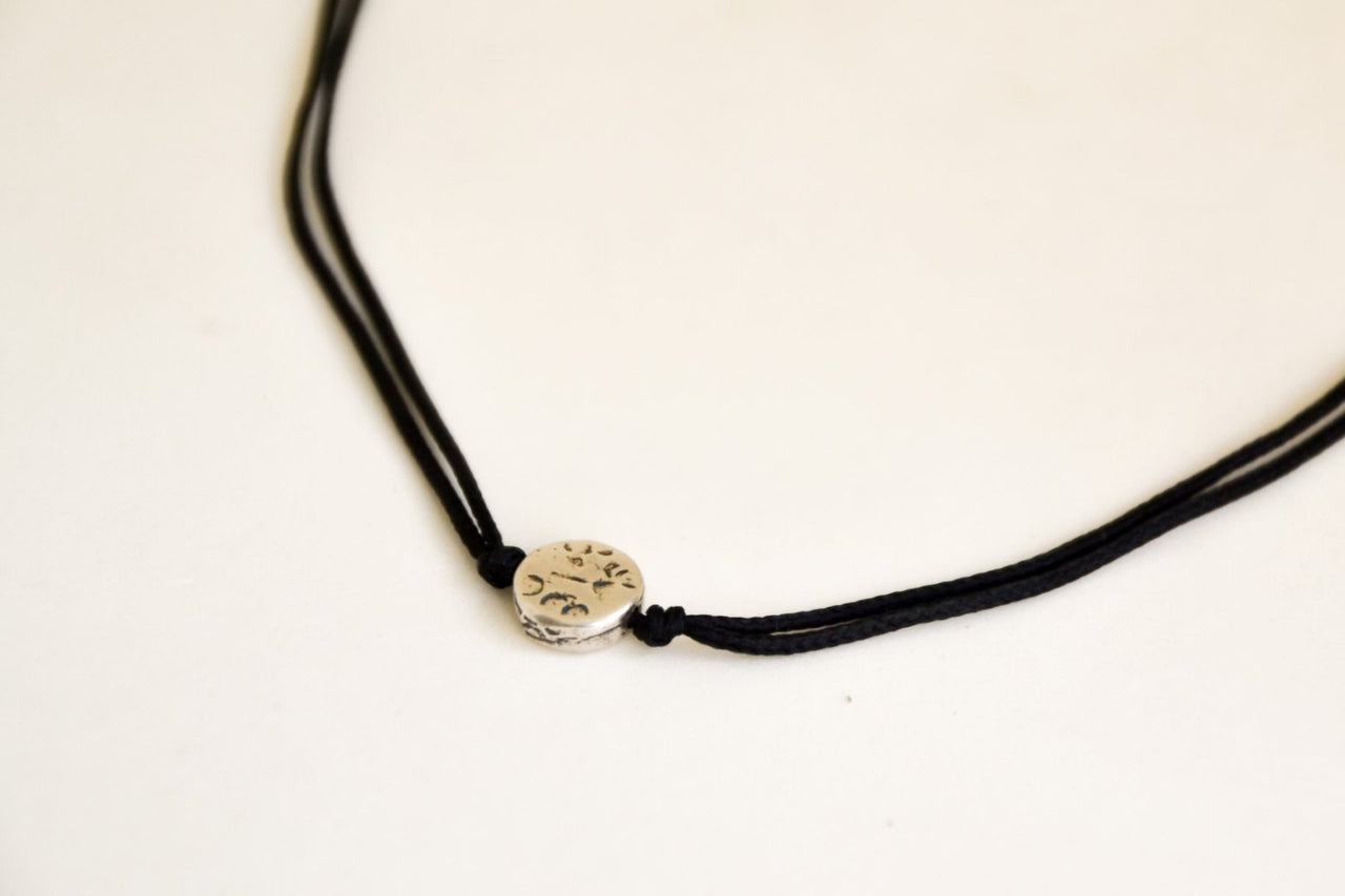 Karma necklace for men, black cord - shani-adi-jewerly