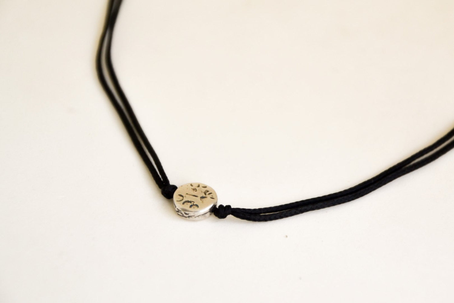 Karma necklace for men, black cord - shani-adi-jewerly