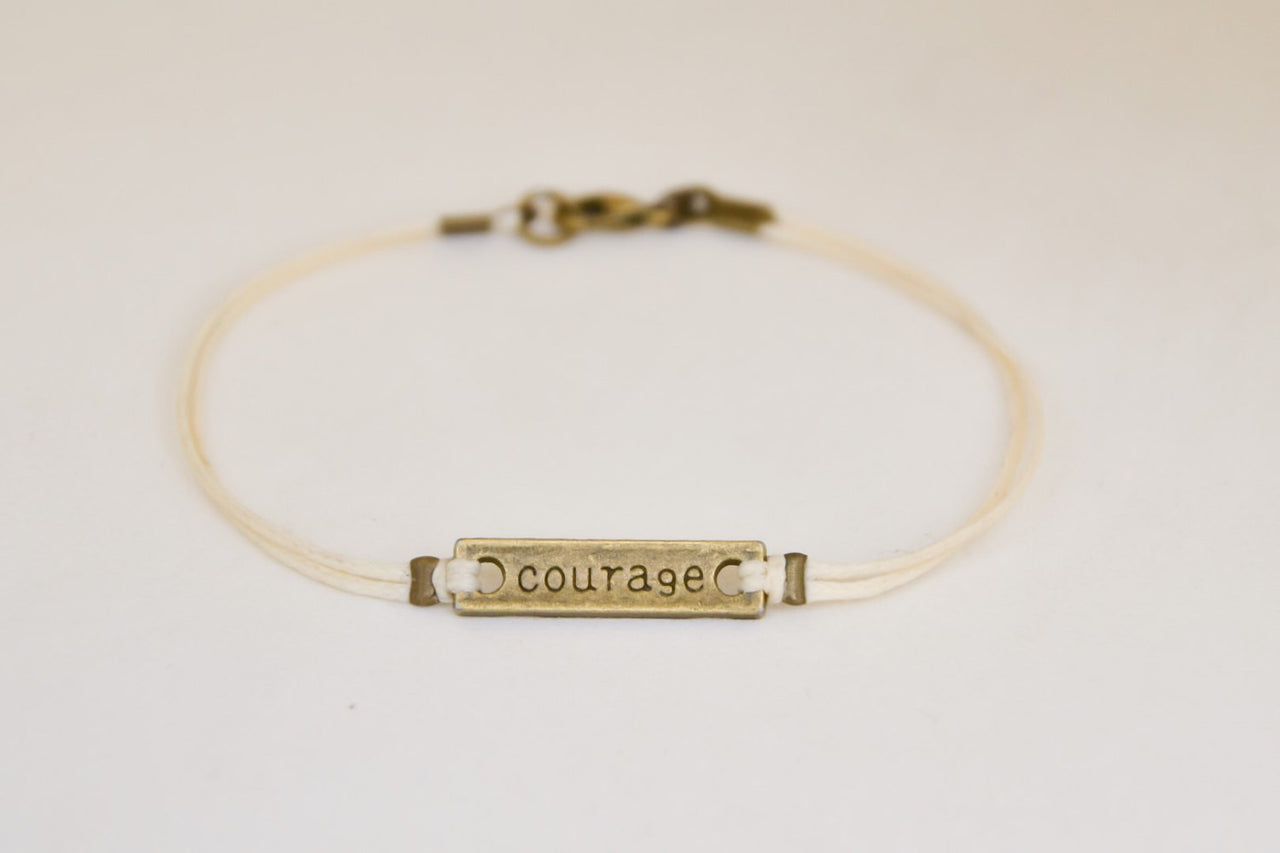 Courage bracelet for men, beige cord - shani-adi-jewerly