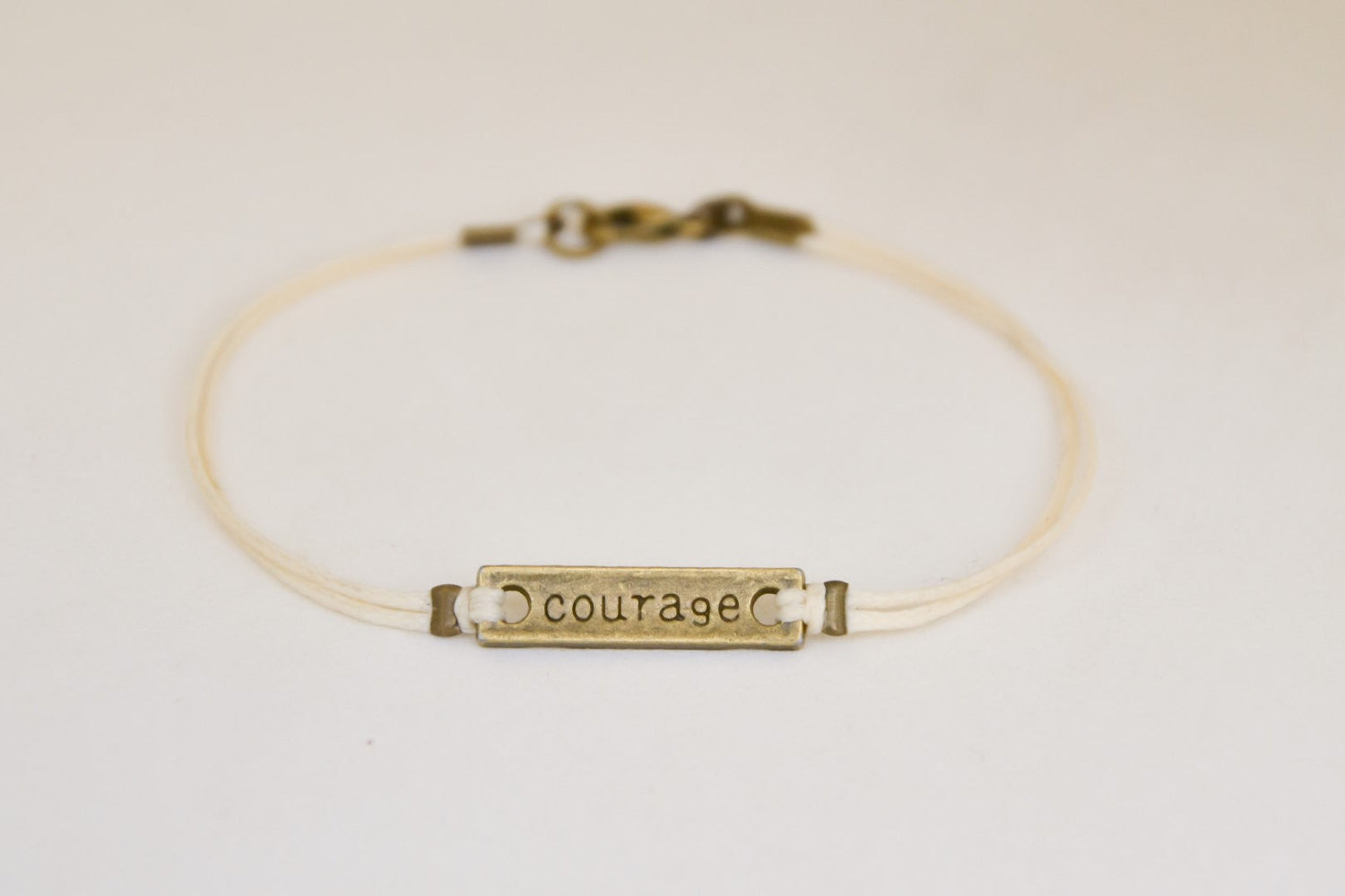 Courage bracelet for men, beige cord - shani-adi-jewerly